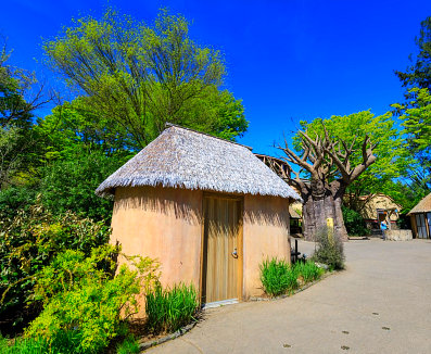 hut in a public area